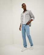 4-pocket Long Sleeve Houndstooth Overshirt, Grey Marle, hi-res
